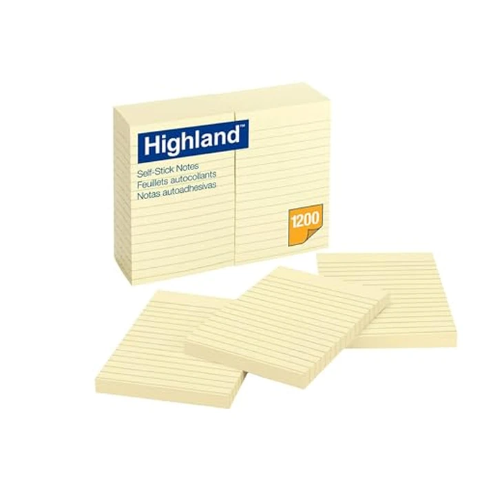Highland Post-it Notes, 4" x 6" Sticky Notes, 100 Sheets/Pad, 12 Pads, Canary Yellow by Highland - Used - Like New condition - CA$20.45