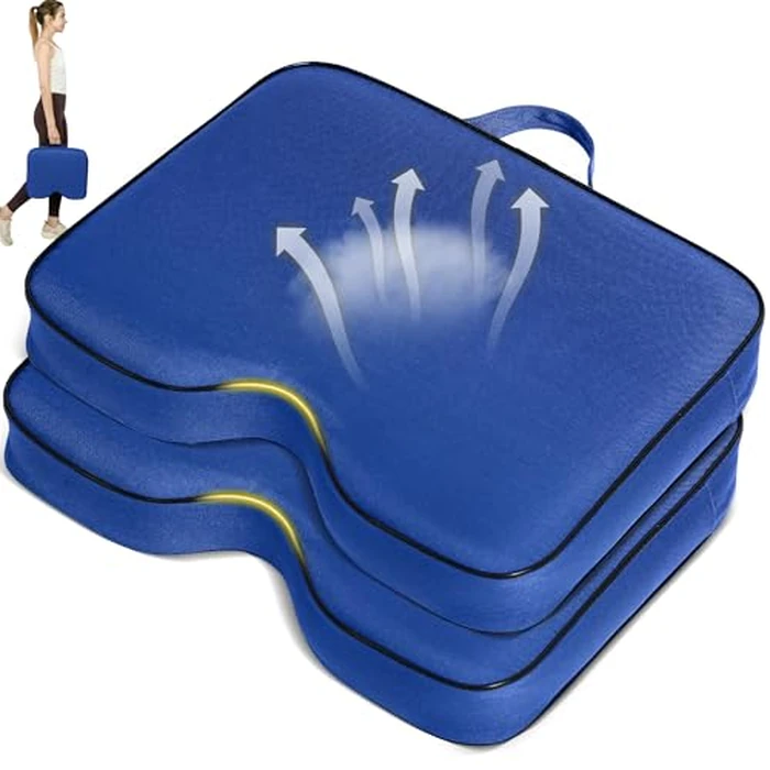 FASTMOMENT 2 Pcs Stadium Seat Cushions - Outdoor Seat Cushions for Bleachers Fashion & Portable Stadium Cushions with Decorative Strips Water-Repellent Stadium Seats for Outdoor Sports Events (Blue) by FASTMOMENT - Used - Very Good condition
