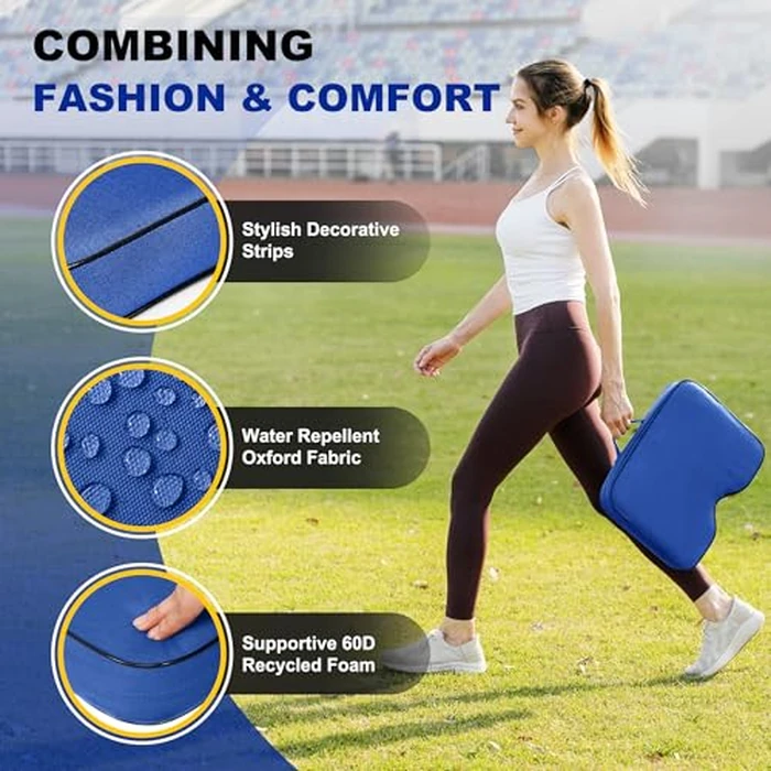 FASTMOMENT 2 Pcs Stadium Seat Cushions - Outdoor Seat Cushions for Bleachers Fashion & Portable Stadium Cushions with Decorative Strips Water-Repellent Stadium Seats for Outdoor Sports Events (Blue) by FASTMOMENT - Image 3