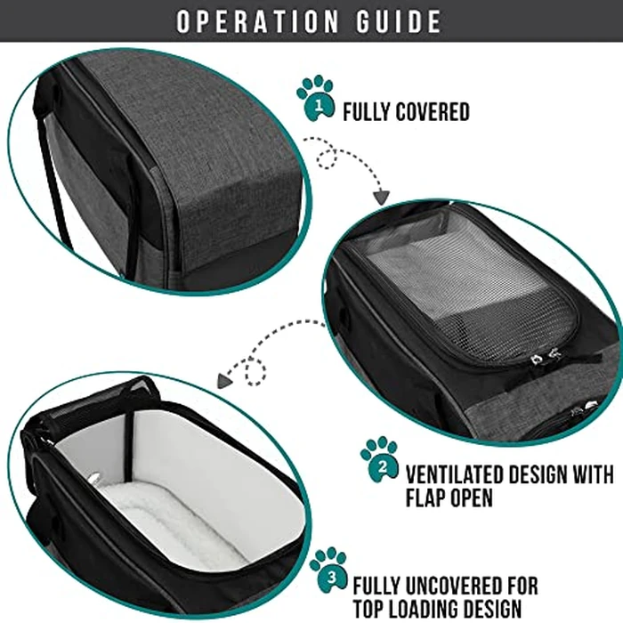 PetAmi Dog Purse Carrier for Small Dogs, Airline Approved Soft Sided Pet Carrier with Pockets, Ventilated Dog Carrying Bag for Puppy Cat, Dog Travel Supplies Bag, Sherpa Bed, Max 12 lbs, Dark Gray by PetAmi - Image 5