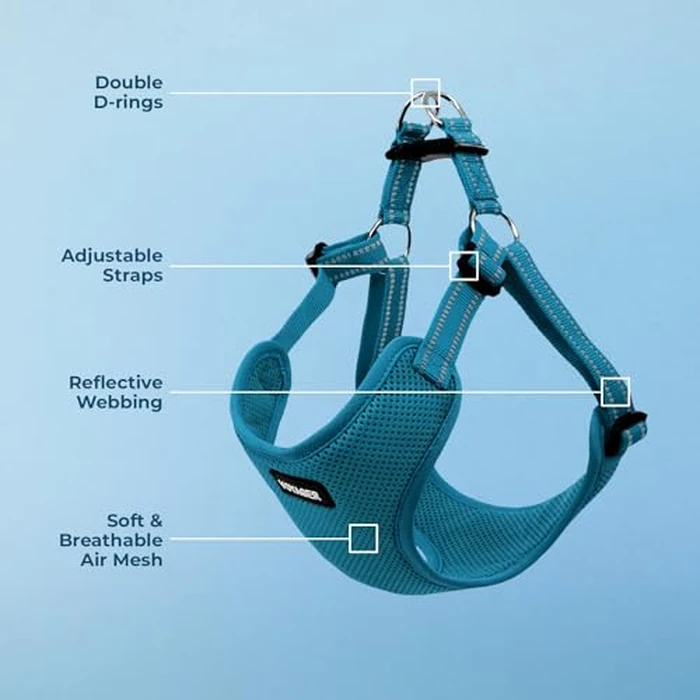 Best Pet Supplies Voyager, Fully Adjustable Step-in Mesh Harness with Reflective 3M Piping (Turquoise, Medium) by Best Pet Supplies - Image 3