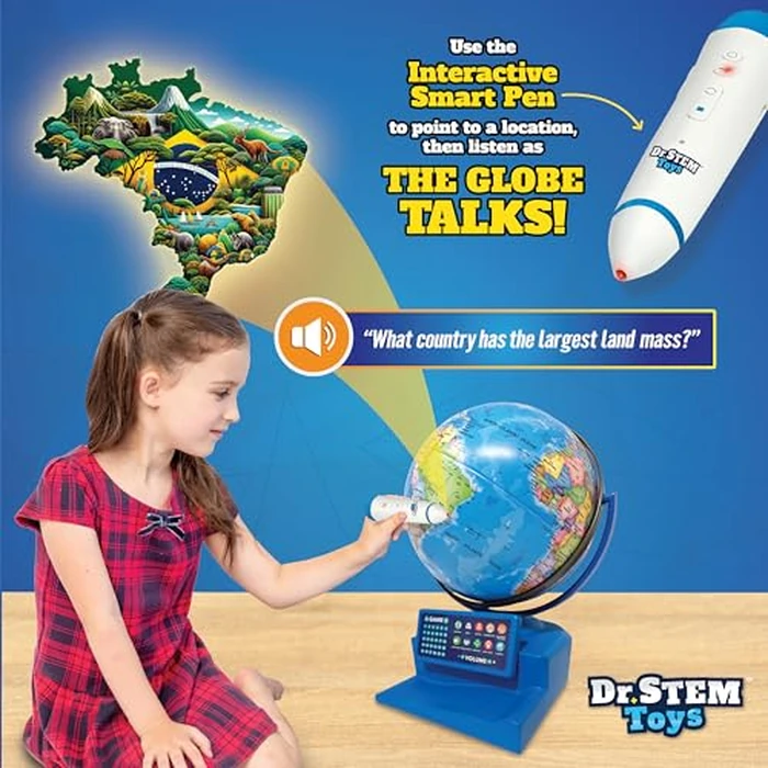 Dr. STEM Toys Interactive Talking Globe with Smart Pen, Game Panel, 300+ Geographic Quiz Questions, Touch & Learn, Music, and More - Educational Toy for Kids Ages 6+ by Dr. STEM Toys - Image 3