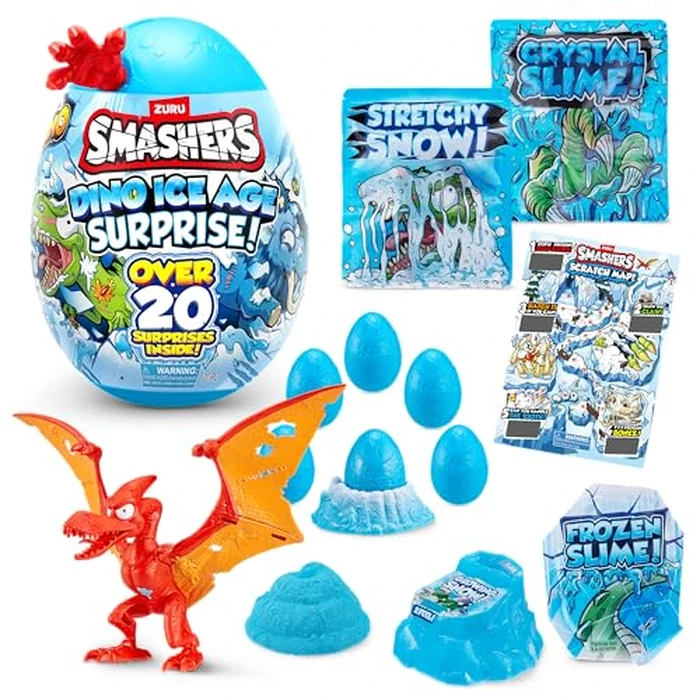 Smashers Dino Ice Age Pterodactyl Series 3 by ZURU Surprise Egg with Over 20 Surprises! - Slime, Dinosaur Toy, Collectibles, Toys for Boys and Kids (Pterodactyl) by ZURU SMASHERS - Used - Like New condition