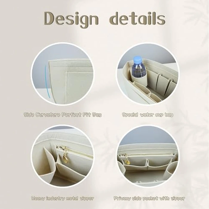 Lckaey Organizer Insert for Longchamp Le Pliage, Premium Felt Bag For Handbag Women Purse Large Long Champ organizer 2025beige-M by Lckaey - Image 5