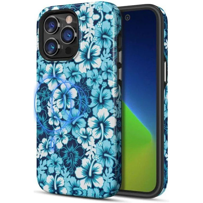 MyBatPro Fuse Series with Magsafe Phone Case for iPhone 14 Pro Max - Blue Hibiscus by MyBatPro - Refurbished - Good condition - US$8.28