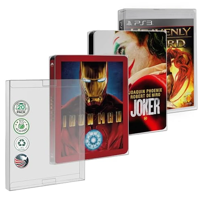MALKO 20 Pack Steelbook Protector Case. Compatible with: 4K UHD | Blu-Ray | Arrow Video w/Slipcover | Criterion Blu Ray Case | PS3 PS4 PS5 Games & Steelbooks by MALKO - Used - Like New condition - US$20.04