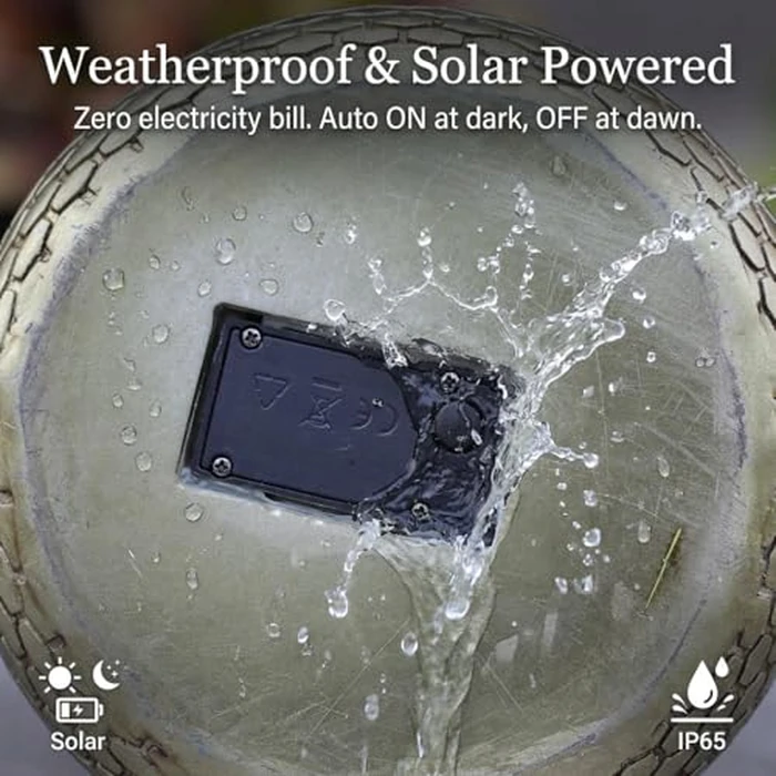 coeazy Solar Snake Statue Garden Decor, 14.2" Tall Resin Animal Figurine with Glowing Green Eyes & LED Crackle Glass Globe, Weatherproof Outdoor Yard Sculpture, Mysterious Gift for Patio Lawn by coeazy - Image 5