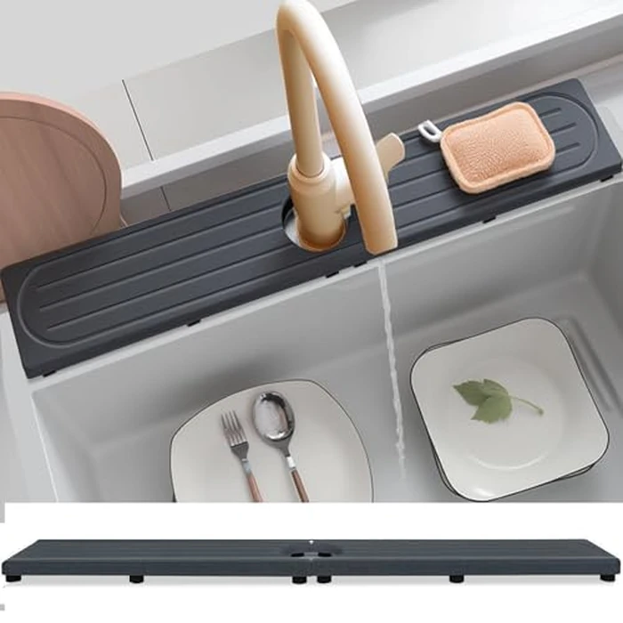 Fast Drying Stone Faucet Mat for Kitchen Sink with Raised Feet, Water Absorbent Diatomite Stone Sink Tray, Faucet Sink Splash Guard, Prevents Moisture Buildup, Durable Protector for Bathroom Counter by Lyxel - Used - Like New condition