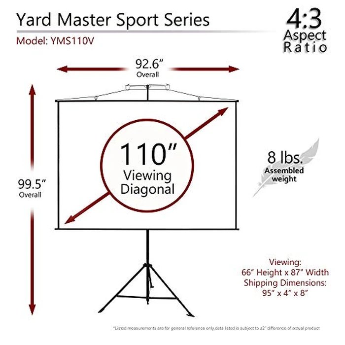 Elite Screens Yard Master Sport, 110 inch 4:3, 2-in-1 Wall Tripod Stand Outdoor Indoor Portable Projector Screen Front Projection Carrying Bag, Home Theater, US Based Company 2-YEAR WARRANTY - YMS110V by Elite Screens - Image 4