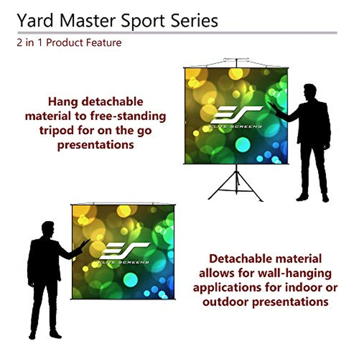 Elite Screens Yard Master Sport, 110 inch 4:3, 2-in-1 Wall Tripod Stand Outdoor Indoor Portable Projector Screen Front Projection Carrying Bag, Home Theater, US Based Company 2-YEAR WARRANTY - YMS110V by Elite Screens - Image 7
