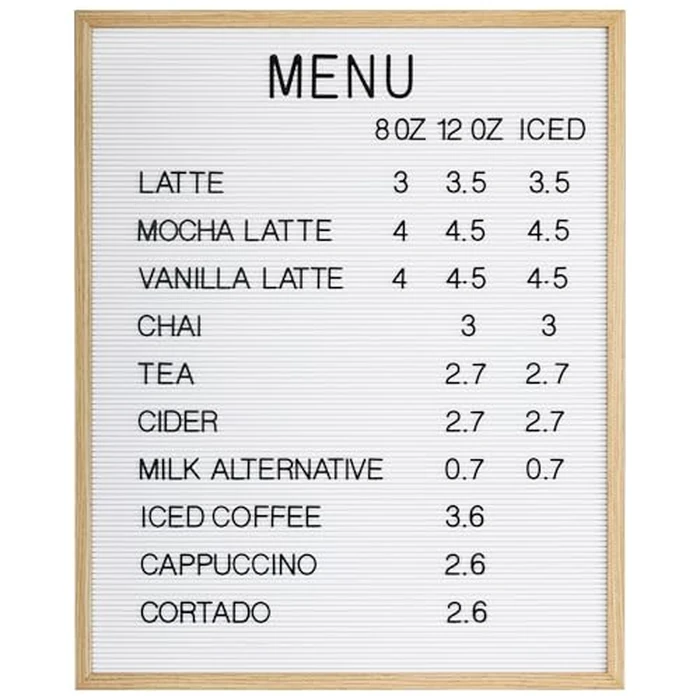 C CRYSTAL LEMON 24 x 30 Inch Large White Felt Letter Board with 966 Black Letters, Numbers & Symbols - Rustic Wood Frame Changeable Wall Menu Sign for Café, Restaurant, Bar, Office & Home by C CRYSTAL LEMON - Used - Like New condition - CA$72.78