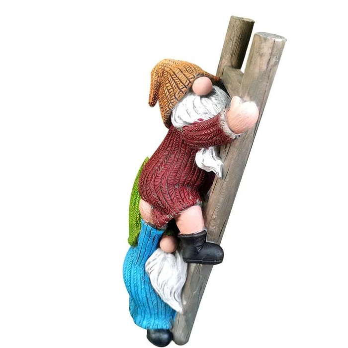WPJFMXZ Garden Gnome Statue, Funny Climbing Ladder Gnomes Figurine Resin Sculpture Outdoor Decor for Patio Yard Lawn Porch Ornaments Gift by WPJFMXZ - Image 6