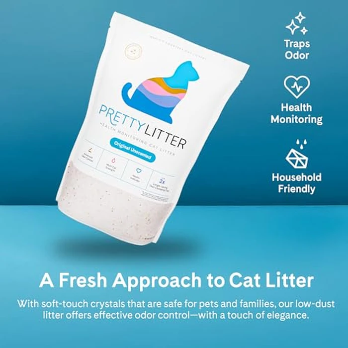 PrettyLitter Health Monitoring Cat Litter (Unscented, Non Clumping) | Lightweight & Low Tracking, Color Changing Silica Gel Crystals, Advanced Odor Control - 6 Lbs, Pack of 2 (Up to 2 Month Supply) by Pretty Litter - Image 4