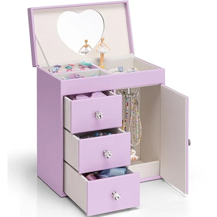 Vlando Musical Jewelry Box for Girl,4 Layer Large Music Jewelry Boxes with Ballerina,Girls Jewelry Box with Mirror, Birthday Childrens Gifts,Girls Gifts 8-12 years old,Purple by VLANDO - Used - Very Good condition