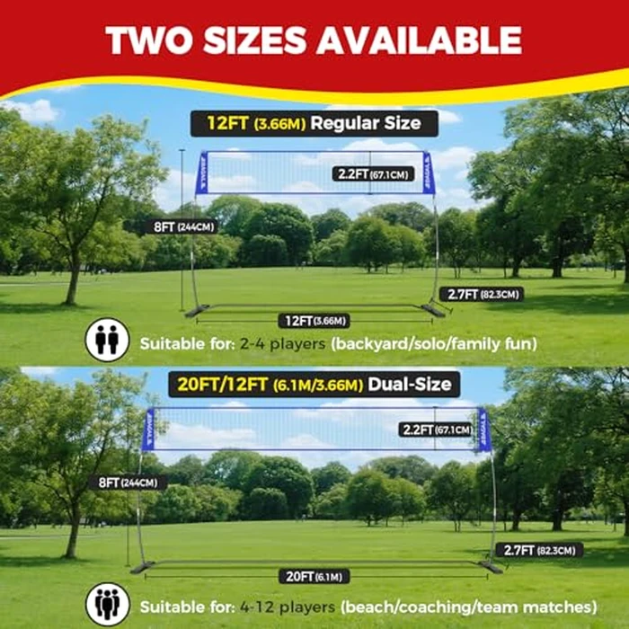 BAGAIL Volleyball Net, 12ft Portable Volleyball Net for Backyard - Adjustable Height, Heavy-Duty Frame, Freestanding Design - Portable Outdoor/Indoor Volleyball Set with Carry Bag - Blue by BAGAIL - Image 5