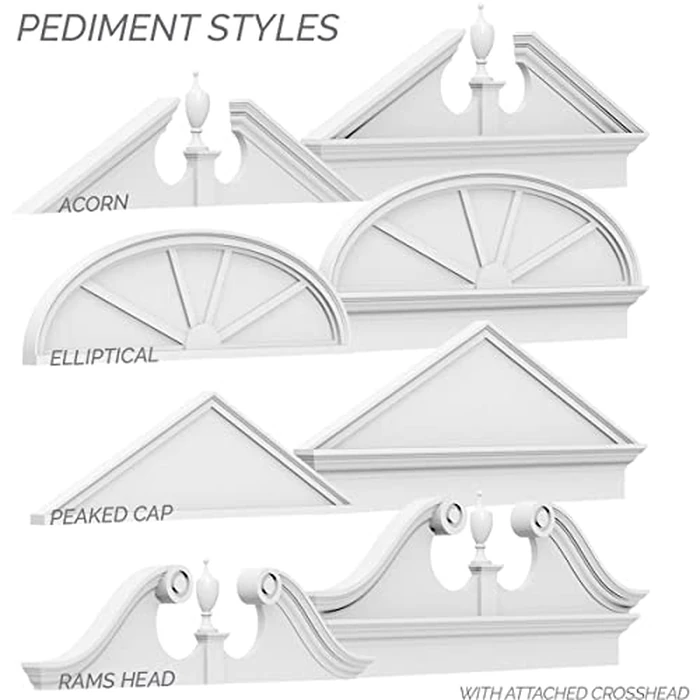 42"W x 11-1/2"H x 2"P Segment Arch 3 Spoke Architectural Grade PVC Pediment by Ekena Millwork - Image 6