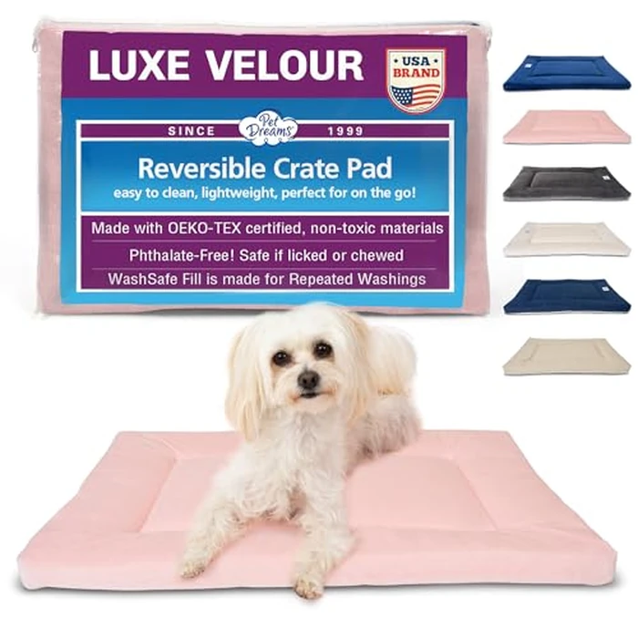 Pet Dreams Dog Crate Pad - Washable Kennel Mat, Crate Pads for Dog Cages, Non-Toxic, Flat Indoor Cat Bed, Fits iCrate 18, 24, 30, 36, 42, 48 Inches (Pink, Small, 24") by Pet Dreams - Used - Very Good condition - US$17.96