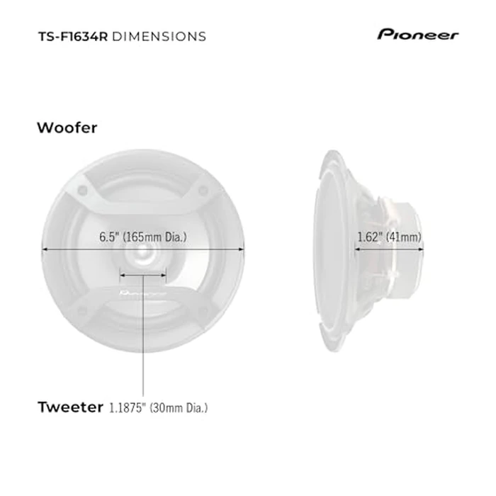 PIONEER F-Series TS-F1634R 6.5” 2-Way Speakers (Pair) - 200W Max, Balanced Sound + Smooth Treble, Great Stock Replacement, High-Efficiency Speaker Designed for OEM Power by PIONEER - Image 6