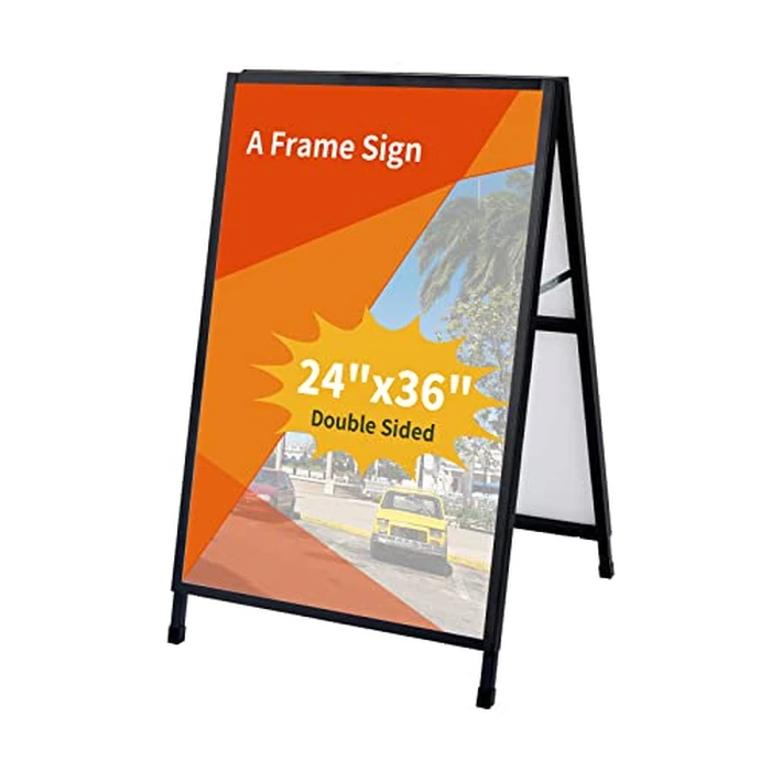24 x 36 Inch A Frame Sign Double-Sided Folding Sandwich Board Heavy Duty Slide-in Sidewalk Signboard for Outdoor Street Advertising Poster by Miuwauer - Used - Like New condition - CA$56.81