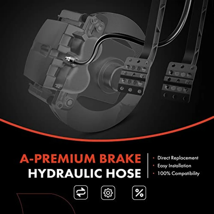 A-Premium Rear Driver and Passenger Brake Hydraulic Hose Compatible with Select Honda Models - Civic 1984-1987/1992-2000, Civic del Sol 1993-1997 - Replace# 01466S04000(Pack of 2) by A-premium - Image 2