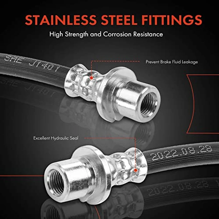 A-Premium Rear Driver and Passenger Brake Hydraulic Hose Compatible with Select Honda Models - Civic 1984-1987/1992-2000, Civic del Sol 1993-1997 - Replace# 01466S04000(Pack of 2) by A-premium - Image 4