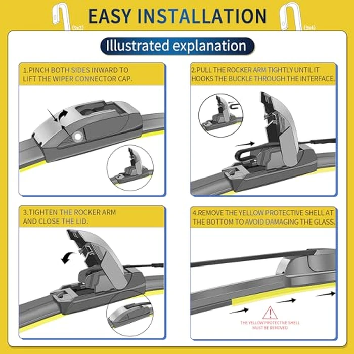 JINGOU 28" + 13" Front Windshield Wiper Blades Compatible with 2011-2016 Hyundai Elantra OEM QUALITY Premium All-Season Automotive Replacement Wipers for My Car -Driver and Passenger Side (Pack of 2) by JINGOU - Image 4