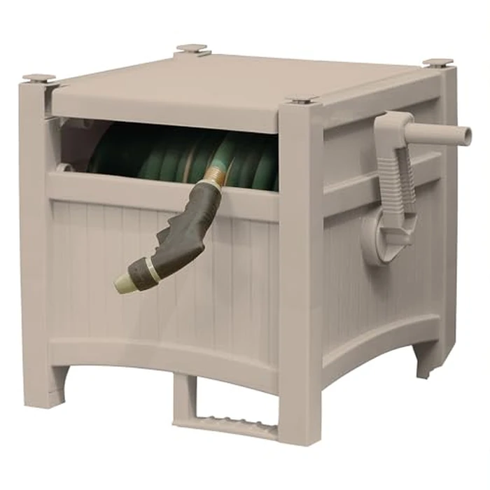 Suncast Garden Hose Reel Hideaway for 5/8" Hoses, Retracting Storage of 100ft, Light Taupe by Suncast - Used - Very Good condition