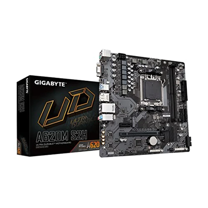 GIGABYTE A620M S2H (AM5/ LGA 1718/ AMD/ A620/ Micro ATX/ 5-Year Warranty/ DDR5/ Single M.2/ PCIe 4.0/ USB 3.2 Gen1/ Realtek 1GbE LAN/Q-Flash Plus/PCIe EZ-Latch/Motherboard) by GIGABYTE - Image 1