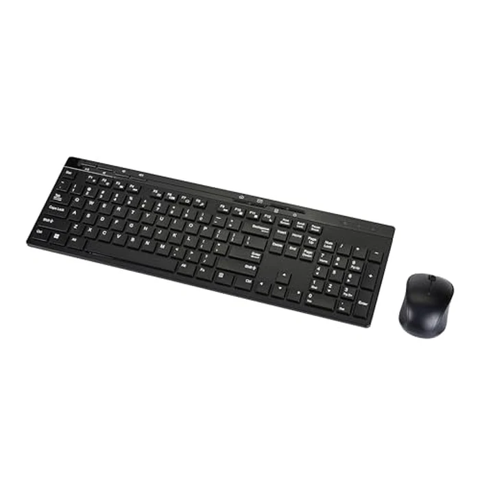 Amazon Basics Full-Sized Wireless Keyboard & Mouse Combo, 2.4 GHz USB Receiver, QWERTY Layout, Black by Amazon Basics - Used - Acceptable condition - CA$19.94
