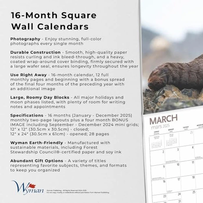 Canadian Geographic Marine Life OFFICIAL | 2025 12 x 24 Inch Monthly Square Wall Calendar | Wyman Publishing | Wildlife Animals Nature by BrownTrout Publishers Ltd. - Image 4