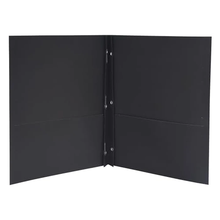 School Smart Heavy Duty 2 Pocket Portfolio with 3 Hole Fastener - 9 1/2 x 12 in - 25 Pack - Black by School Smart - Used - Good condition - CA$11.31