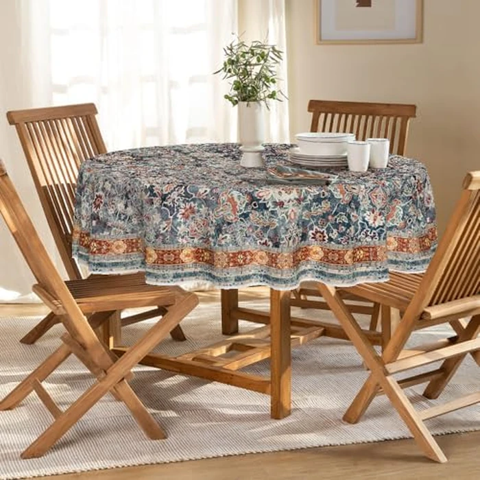 Horaldaily Boho Bohemia Style Tablecloth 60x60 Inch Round, Vintage Country Rustic Farmhouse Magical Washable Seasonal Table Cover for Party Picnic Dinner Decor by Horaldaily - Image 2