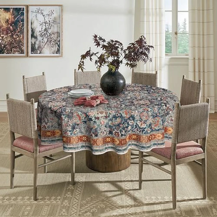 Horaldaily Boho Bohemia Style Tablecloth 60x60 Inch Round, Vintage Country Rustic Farmhouse Magical Washable Seasonal Table Cover for Party Picnic Dinner Decor by Horaldaily - Image 3