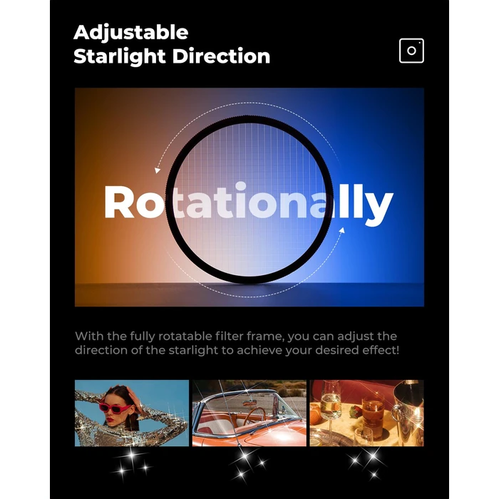 K&F CONCEPT 77mm Star Filters Kit (3 PCS) 4 Points 6 Points 8 Points Cross Screen Starburst Filters Set -18 Layer Coating Ultra Slim Optical Glass Camera Lens Filter with 3 Cleaning Cloth by K&F CONCEPT - Image 6