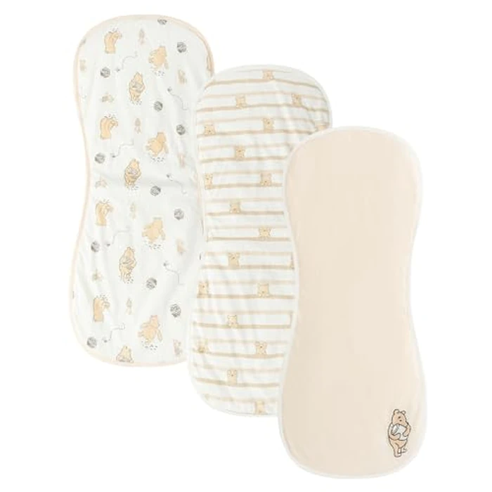 Disney Baby Winnie The Pooh Burp Cloths 3 Pack Soft Absorbent 20" x 10" Leakproof Burping Rags for Newborn and Infants by Disney - Image 1