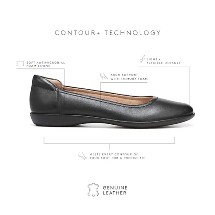 Naturalizer Women Flexy Round Toe Ballet Flats, Black, 8 Wide by Naturalizer - Image 3