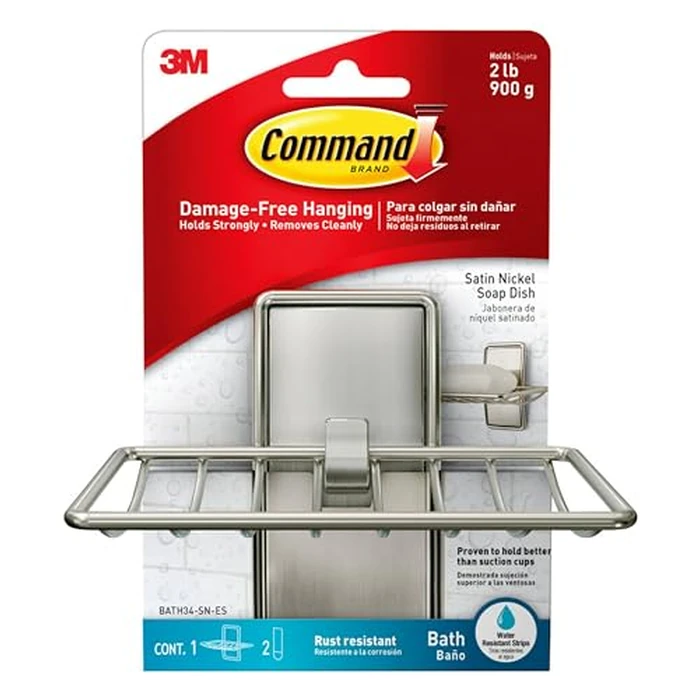 Command Bath Soap Dish: 1 Dish with Water Resistant Strips (Satin Nickel) by Command - Used - Acceptable condition