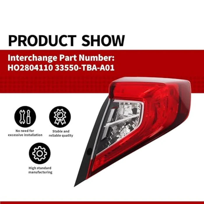 Nakkaa Outer Tail light Halogen W/O Bulbs Compatible with Civic Sedan 2016-2020 Right Side Tail Lamp HO2805110 33500-TBA-A01 by Nakkaa - Image 4