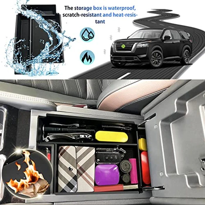 SHAOHAO for 2025 2026 Nissan Pathfinder Center Console Organizer Tray 2022 2023 2024 2025 2026 Pathfinder S/SV/SL/Rock Creek/Platinum Armrest Storage Box Pathfinder 2025 2026 Accessories Organizer by SHAOHAO - Image 3