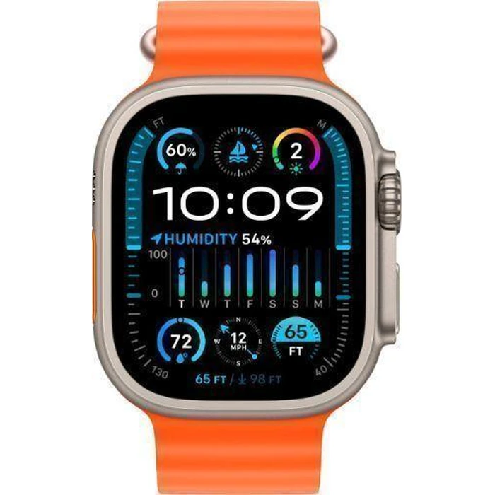 Apple Watch Ultra 2 (Cellular + GPS) - 64GB - 49mm - Titanium Titanium Case with Orange Rubber Ocean Band - One Size by Apple - Refurbished - Premium condition