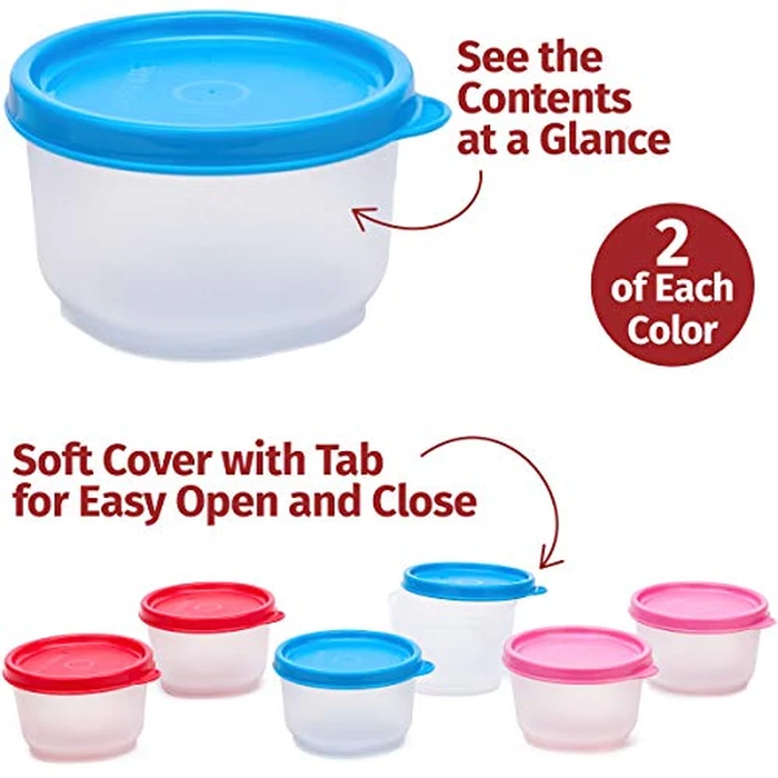Condiment Cups Containers with Lid 6 pk. Salad Dressing Container to go Small Mini Food Storage Containers with Lids Sauce Cups Leak proof Reusable Plastic BPA free for Lunch Box Picnic Travel (Mini Fresh 4oz.) by SIGNORA WARE - Image 4