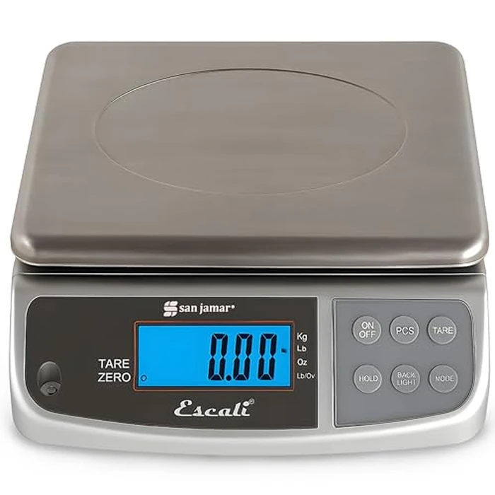 San Jamar Escali Promzr M-Series Digital Scale with Display Hold for Kitchens and Restaurants, Metal, 33 Pound, Silver by San Jamar - Used - Good condition