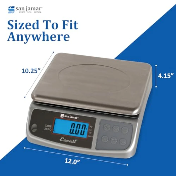 San Jamar Escali Promzr M-Series Digital Scale with Display Hold for Kitchens and Restaurants, Metal, 33 Pound, Silver by San Jamar - Image 4