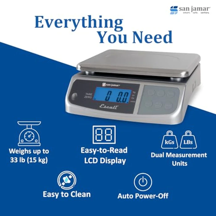 San Jamar Escali Promzr M-Series Digital Scale with Display Hold for Kitchens and Restaurants, Metal, 33 Pound, Silver by San Jamar - Image 5