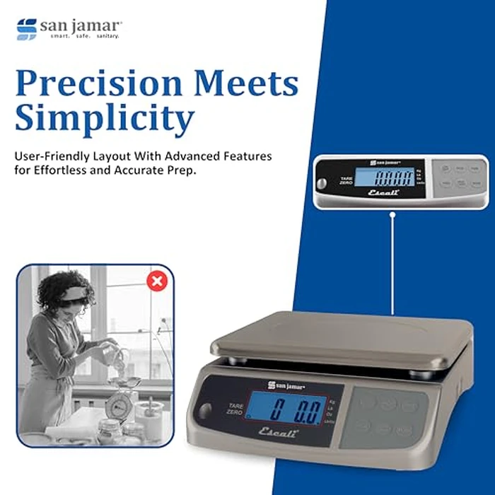 San Jamar Escali Promzr M-Series Digital Scale with Display Hold for Kitchens and Restaurants, Metal, 33 Pound, Silver by San Jamar - Image 7