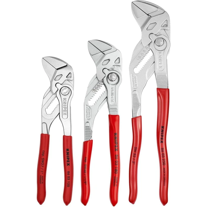 Knipex 9K 00 80 45 US 3 Pcs Pliers Wrench Set - Silver/Red by Knipex - Image 1