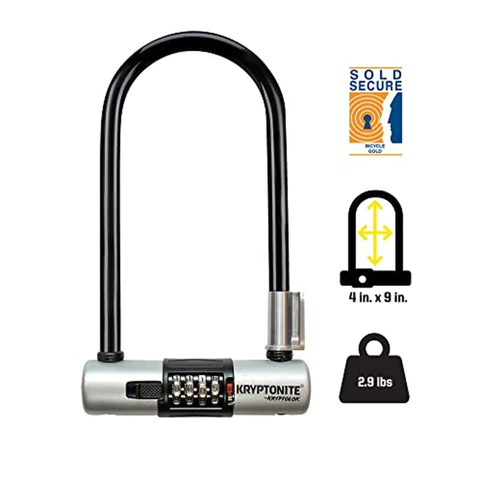 Kryptonite KryptoLok Combo Bike U-Lock, Anti-Theft Security, 12.7mm Steel Shackle, 4-Digit Resettable Combination, U-Shape, Black by Kryptonite - Image 3