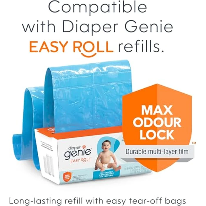Diaper Genie Essence Pail, White with 18 Easy Roll Refill Bags by Diaper Genie - Image 7