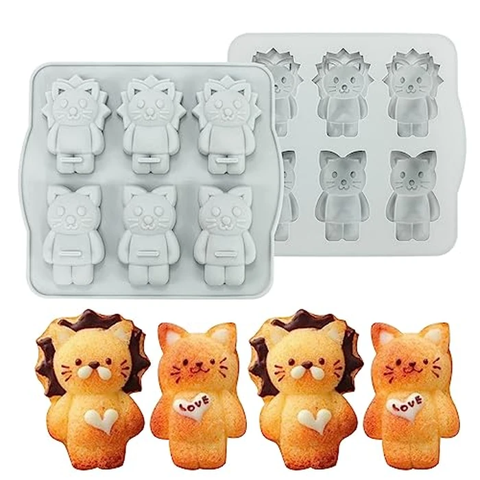 Silicone Mold for Cake DIY Baking Chocolate Eco-Friendly Cake Mold Candy Chocolate Cake Mould Baking DIY Kitchen Accessiories (Lion Cat Q_7.92 X7 X0.76 inch) by mostsom - Used - Like New condition - US$12.02