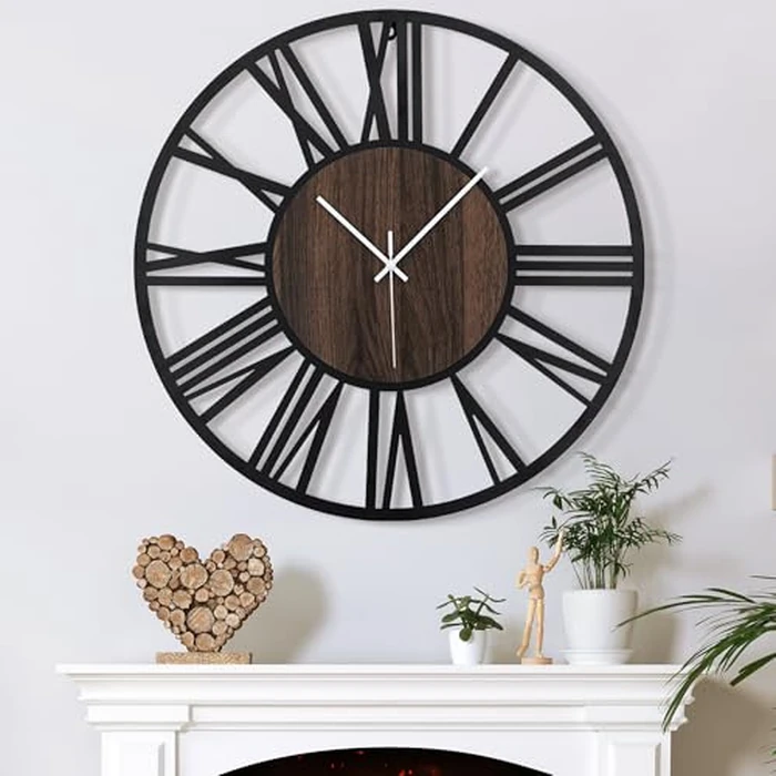 Mee 2ou Wall Clock - 24 Inch Wall Clocks for Living Room Decor - Battery Operated Wall Clock for Bedroom Kitchen - Nearly Silent Wall Clock Non Ticking - Unique Elegant Design for Home Décor by Mee 2ou - Image 1